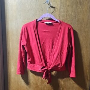Red Tie-Front Cardigan
